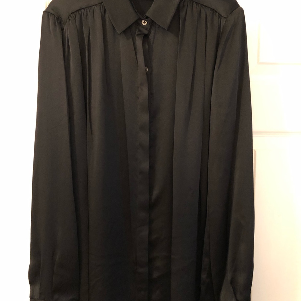 JAY GODFREY LONG SLEEVE BLACK SILK BLOUSE TOP SIZE 8 - NEW